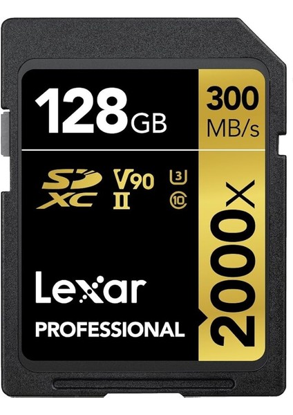 Professional 2000X Sd Kart 128 Gb, Sdxc Uhs-Iı Hafıza Kartı, 300 Mb/sn'ye Kadar Okuma, 260 Mb/sn Yazma, Sınıf 10, U3, V90 Sdxc Kart Dslr Için, Full-Hd Sinema Kalitesinde 8k Video Kameralar