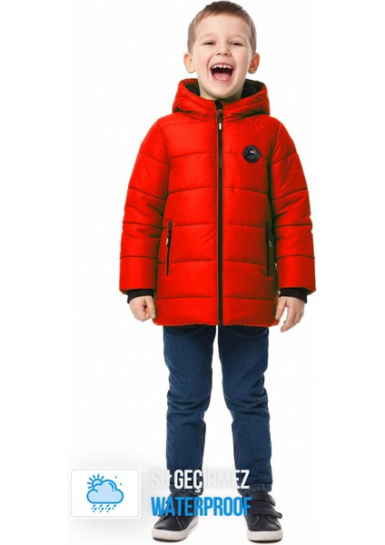 İçi Kürklü Su ve Rüzgar Geçirmez Erkek Çocuk Mont