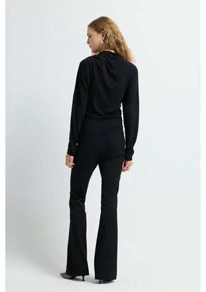 Uzun Kol Büzgülü Bluz Siyah 11545832000 indirimleri