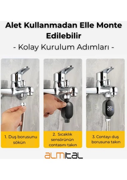Caldo Led Ekran Siyah Banyo Duş Musluk Termometresi 3 Renk Sıcaklık Göstergesi indirimleri