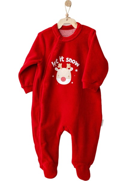 AC25332 Happy Newyear Kadife Bebek Tulum Red