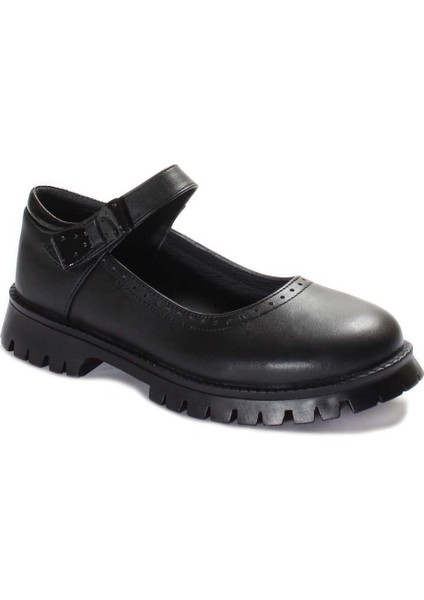 Kız Çocuk Hakiki Deri Bağcıksız Ortopedik Casual Günlük Çocuk Okul Ayakkabı Siyah 006xa912