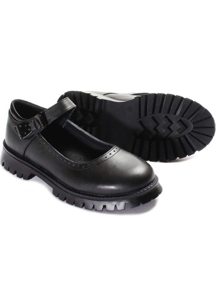 Kız Çocuk Hakiki Deri Bağcıksız Ortopedik Casual Günlük Çocuk Okul Ayakkabı Siyah 006xa912
