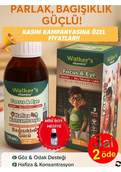 Focus Eye Kids Şurup ( Sitikolin, Lutein , Beta Glukan)