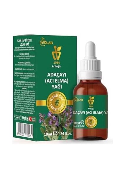 Arifoğlu Acı Elma Yağı 10ML%100 Saf Arlab Bitter Apple Oil Pure Salvia Officinalis Oil