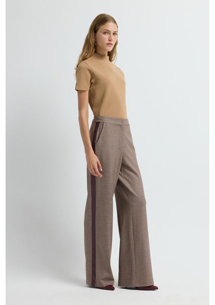 Kazayağı Desenli Bol Paça Pantolon Eks.murdum 15345579000