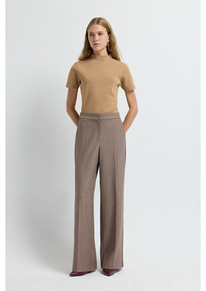 Kazayağı Desenli Bol Paça Pantolon Eks.murdum 15345579000 fırsatları