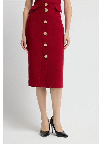 Gabardin Midi Etek Kirmizi 12745868000 fiyatları