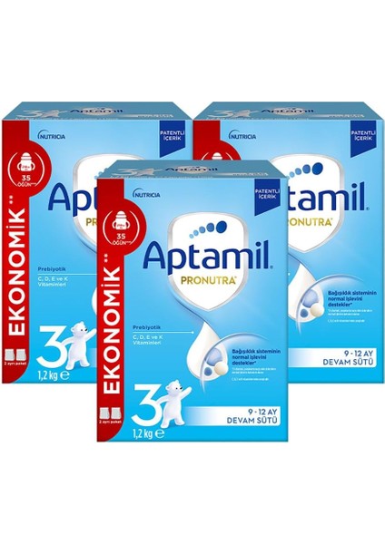 Aptamil 3 Prebiyotikli Devam Sütü 1200 x 3 Adet 3600 gr modelleri