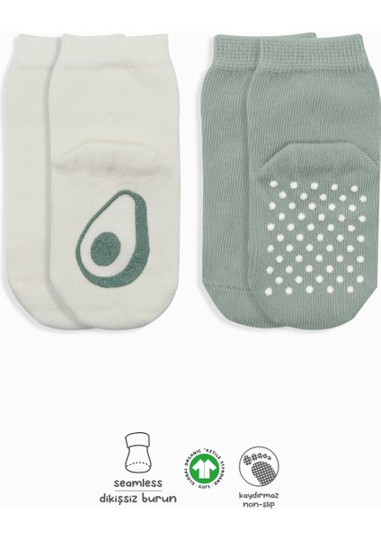 2li Meyve Figürlü Kaymaz Soket Çorap 10105 Nil Ekru