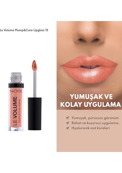 Note Le Volume Plump & Care Lipgloss 15 Peachy Drop Dudak Parlatıcısı, Nude fiyatları