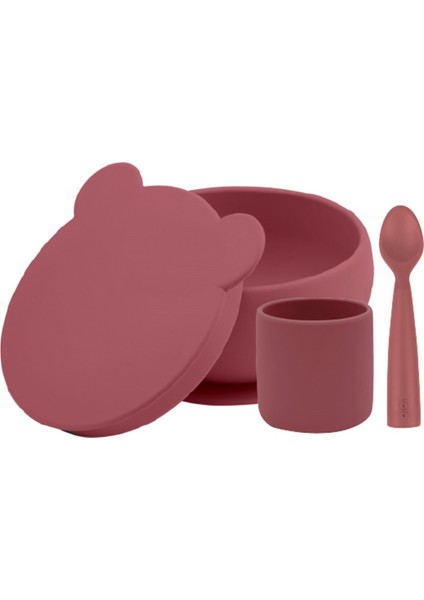 Blw I Silikon Beslenme Seti 3lü (Kaseli) Velvet Rose
