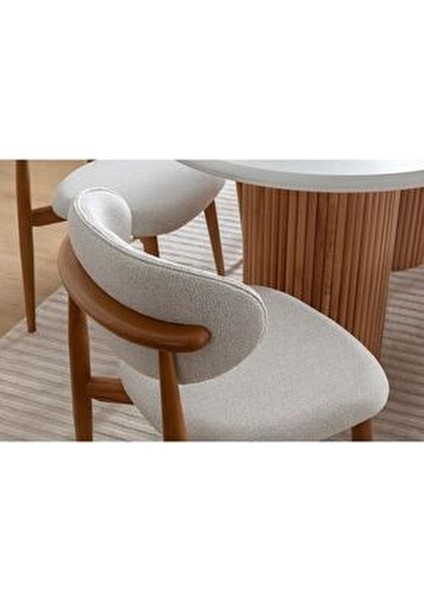 Lotus Modern Yemek Takımı Açılabilir Masa ve Beyaz Sandalyelerle 1 Adet Bench