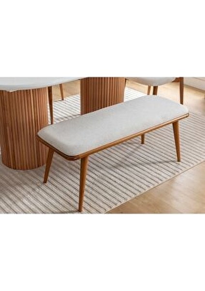 Lotus Modern Yemek Takımı Açılabilir Masa ve Beyaz Sandalyelerle 1 Adet Bench