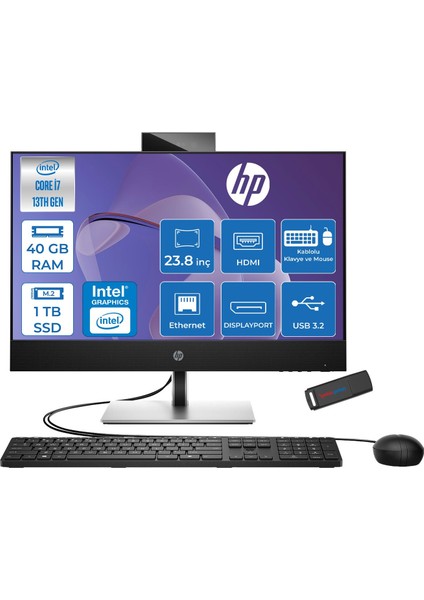Proone 440 G9 Intel Core I7 13700 40GB 1tb SSD Freedos Intel® UHD Graphics 23.8” Full Hd (1920 x 1080) All In One Bilgisayar A1HD4ESF23 + Zetta Flash Bellek