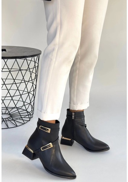 Inay Siyah Cilt Topuklu Bot modelleri