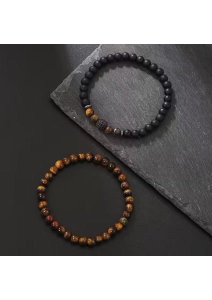 Kaplangözü ve Mat Oniks Doğaltaş Erkek Bileklik modelleri