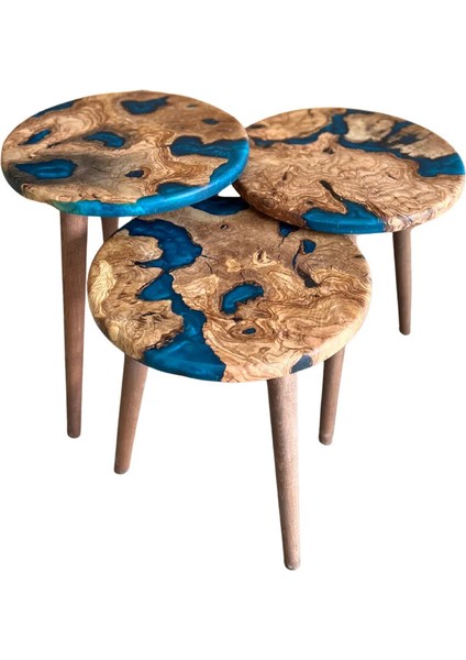 Ahşap & Epoksi 3’lü Zigon Sehpa Takımı fiyatları