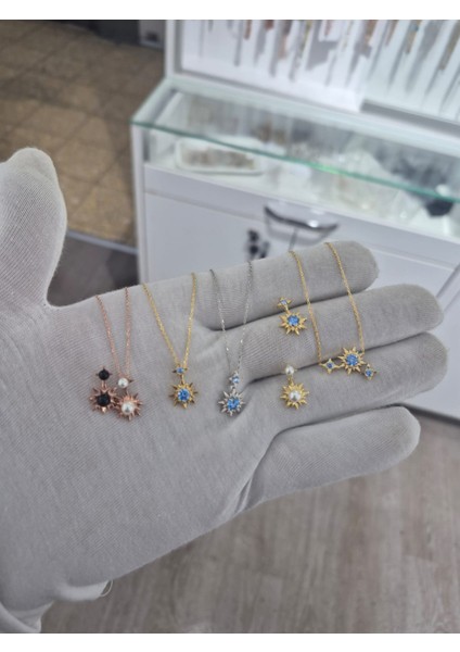 925 Ayar Papatya Silver Pulsar Yıldızı Kolye.kutup Yıldızı Kolye.zarif Kolye.rose.gold.rodaj indirimleri