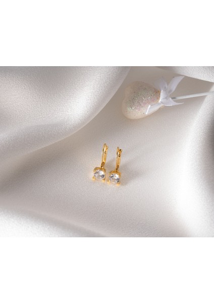 925 Ayar Papatya Silver Tektaş Küpe.rose.gold.rodaj modelleri