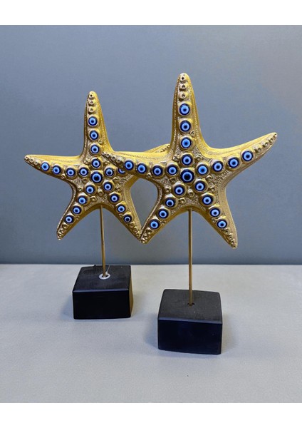 Deniz Yıldızı Nazarlıklı Gold Ikili Dekor Seti