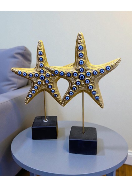 Deniz Yıldızı Nazarlıklı Gold Ikili Dekor Seti modelleri