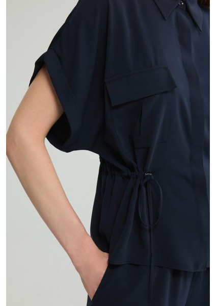 Beli Büzgülü Cep Detaylı Gömlek Lacivert 130L9399001 fiyatları