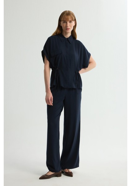 Beli Büzgülü Cep Detaylı Gömlek Lacivert 130L9399001 modelleri