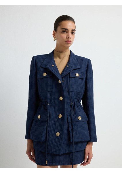 Hakim Yaka Kapitone Ceket Lacivert 11945538000