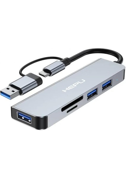 Usb-C Hub 5 In 1 Alüminyum Type C Hub Multiport Adaptör