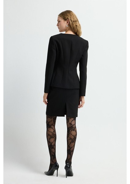 Kalp Yaka Blazer Ceket Siyah 11944617002 indirimleri