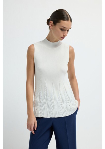 Dik Yaka Triko Bluz Kemik 11545595000 modelleri