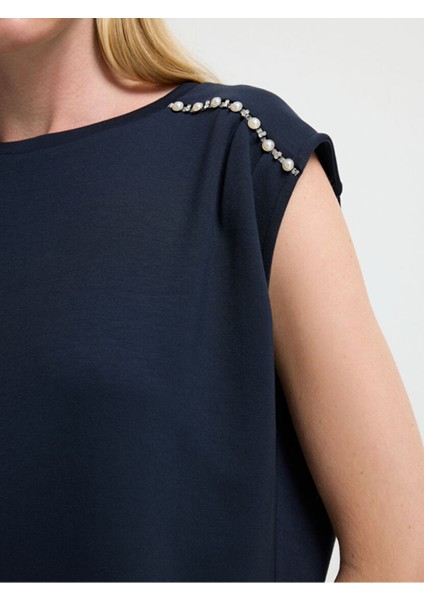 Omuzu Taşlı Bluz Lacivert 11545834000 fiyatları