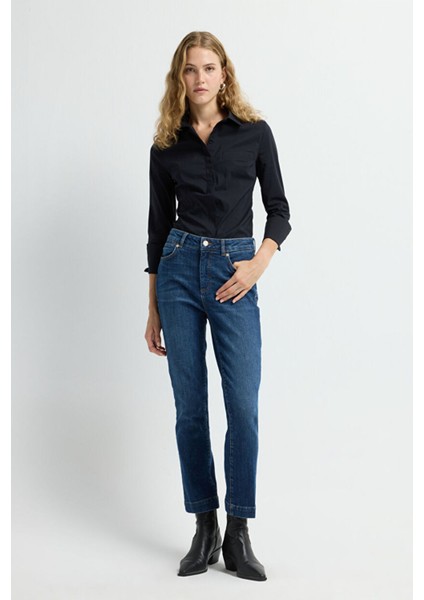 Boru Paça Denim Pantolon Mavi 15345847000