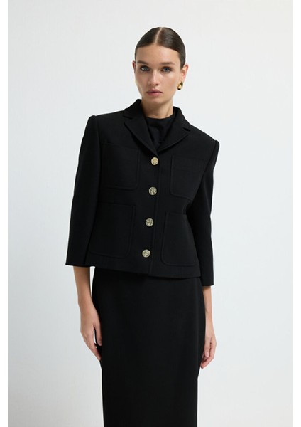 Cep Detaylı Ceket Siyah 11945655000