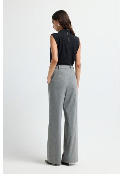 Pileli Çizgili Pantolon C.gri 15343547003