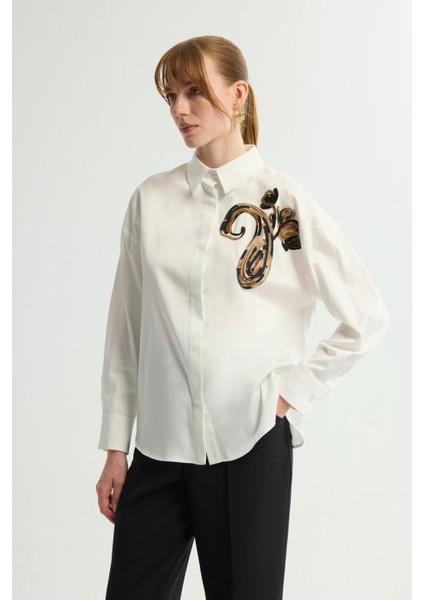 Nakışlı Gömlek Kemik 130L9280006 fırsatları