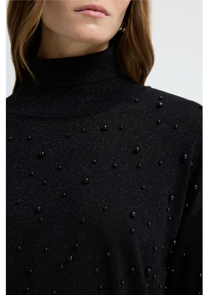 Incili Simli Triko Kazak Siyah 13944510001 fiyatları