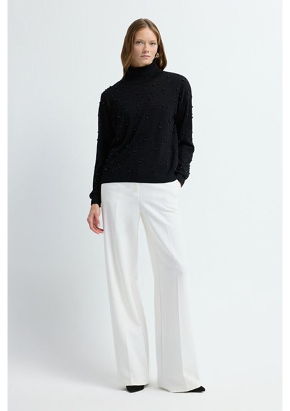 Incili Simli Triko Kazak Siyah 13944510001 modelleri