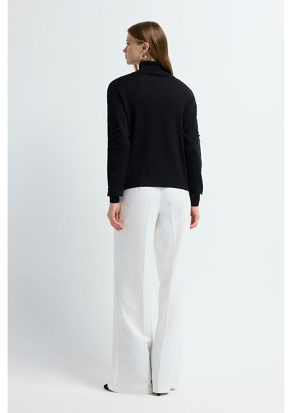 Incili Simli Triko Kazak Siyah 13944510001 indirimleri