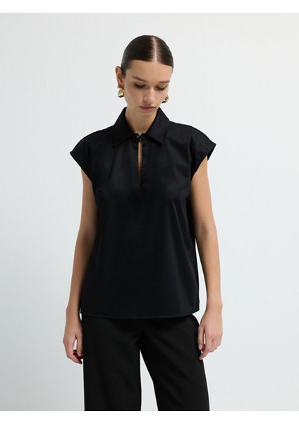 Yakalı Kolsuz Bluz Siyah 11545024003 fırsatları