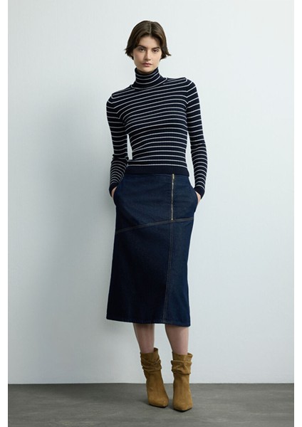 Çizgili Balıkçı Yaka Kazak C.lacivert 139M2268000 modelleri