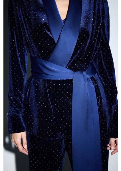 Yakası Saten Kadife Ceket Lacivert 11928579003 fiyatları