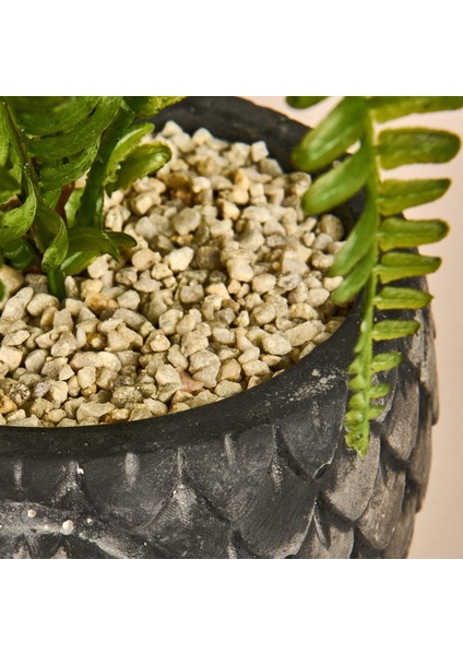 Saksılı Yapay Çiçek - Siyah / Yeşil - 29 cm modelleri