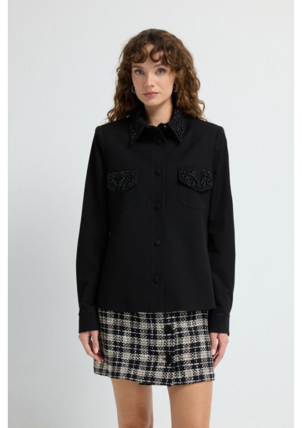 Cepli Çakım Detaylı Gömlek Siyah 13045711000