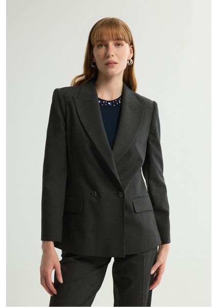 Kruvaze Gabardin Ceket Antrasit 119L9714000