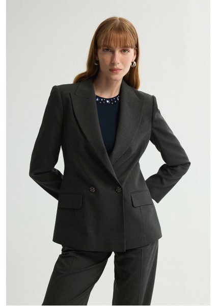 Kruvaze Gabardin Ceket Antrasit 119L9714000 fırsatları