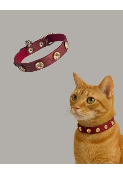 Şık ve Güvenli 27 cm Kedi Tasması – Zilli & Taşlı Tasarım