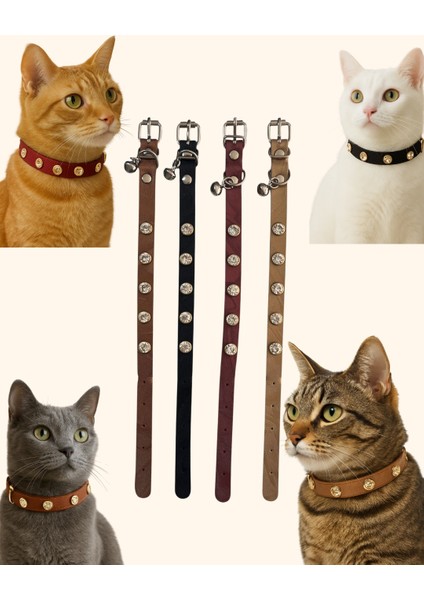 Şık ve Güvenli 27 cm Kedi Tasması – Zilli & Taşlı Tasarım modelleri