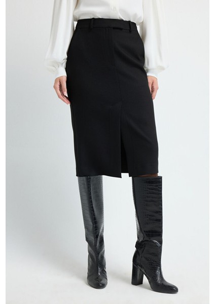 Yırtmaçlı Etek Siyah 12744406001 modelleri